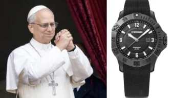 Pope Leo XIV wears a €200 diver’s watch by Wenger instead of a Rolex. A message of humility – though the brand isn’t confirmed.