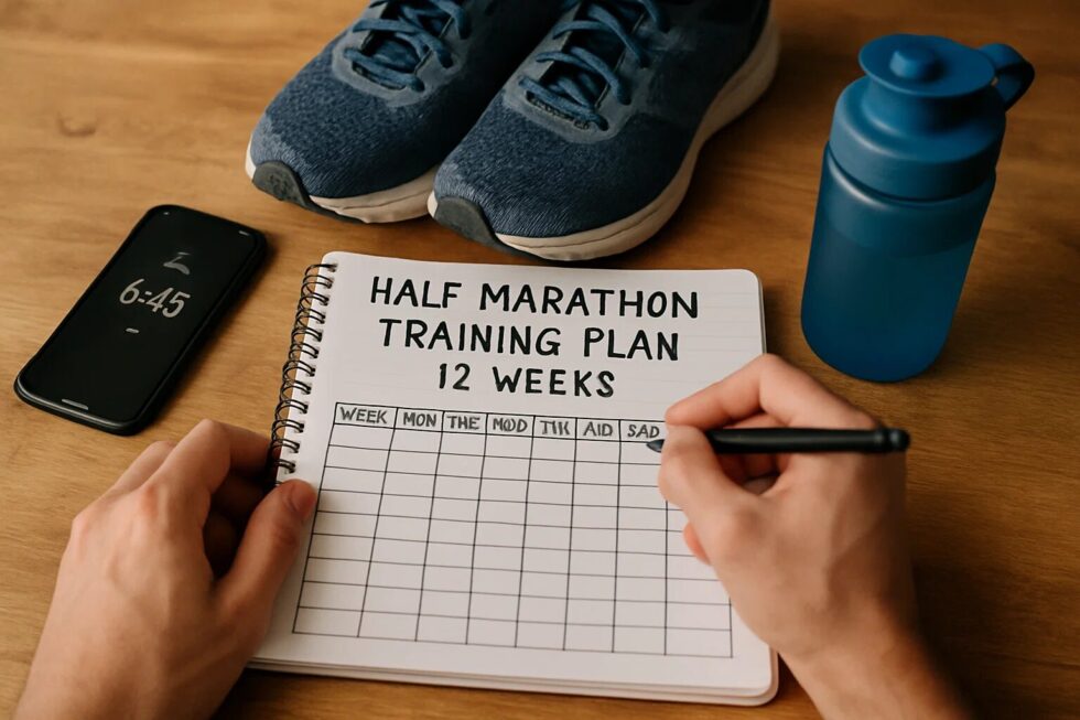 Complete beginner's guide to training for your first half marathon in 12 weeks. Gear, mental focus, nutrition, weekly plan and common mistakes to avoid.