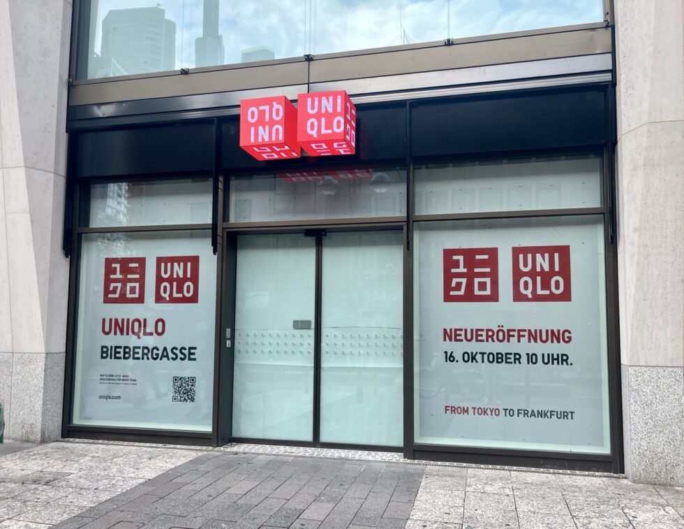 UNIQLO opens its first Frankfurt store on October 16, 2025 at Biebergasse 6–10. Flagship with UTme! personalization and Re.UNIQLO repair services.