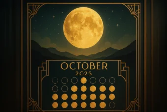 Moon calendar October 2025 with phases, full moon, new moon, zodiac signs and lucky days. Discover how lunar cycles influence emotions, health and planning.