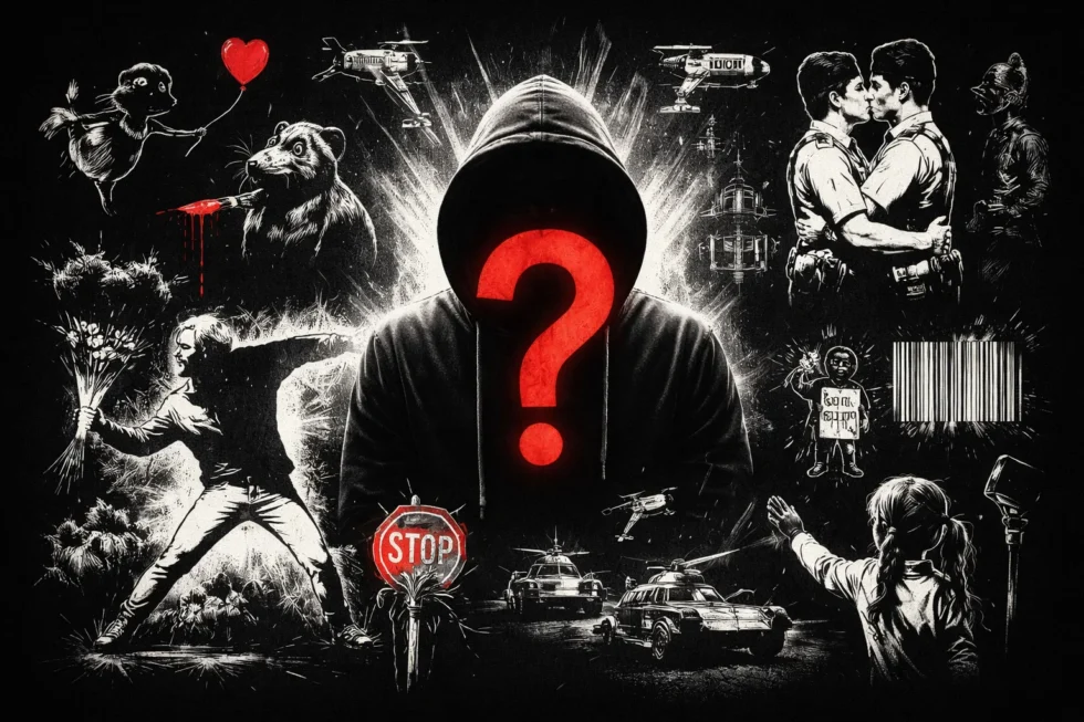 Who is Banksy and is he really Robin Gunningham from Bristol? A deep look at the mystery of the famous street artist, global murals, investigations and why his identity remains hidden.